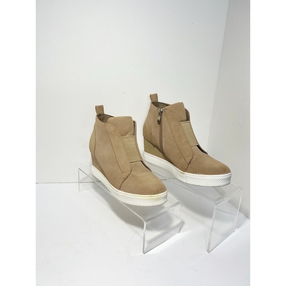 Ccocci Zoey Tan Wedge Side Zip Vegan Sneaker Womens size 8.5 - Picture 2 of 8